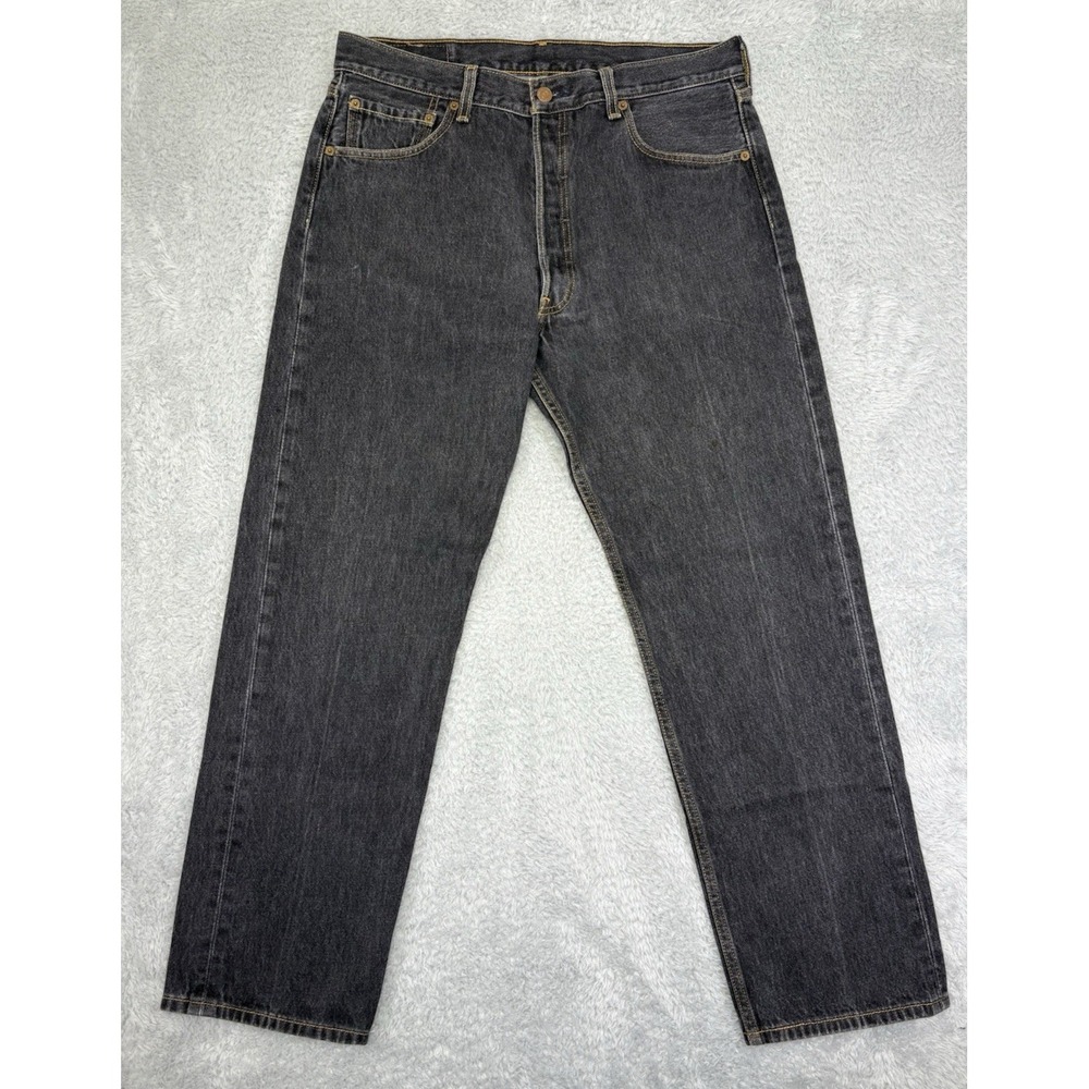 Levis 501 Mens Jeans 34 x 29.5 Dark Wash Denim Button Fly Straight Leg Classic